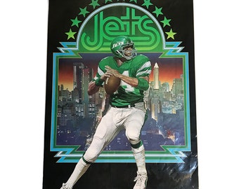 1974 NY Jets Laminierter Fußball 24x36 RARE Bartell Poster Fußball-Liga NFL Superbowl Sport