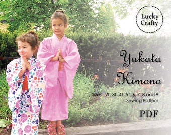 PDF Sewing Pattern: Yukata Kimono, Size 2T - 9 Pattern and Step by Step Instruction – Japanese Traditional Clothing / Dress