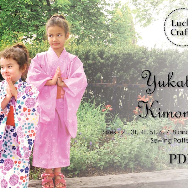 Patron de couture PDF : Yukata Kimono, Taille 2T - 9 Patron et instructions étape par étape - Vêtements/robes traditionnels japonais