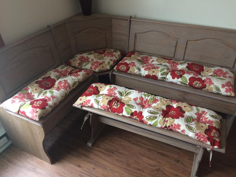 Four Piece Nook Dining Set/with Ties on Single Bench Cushion Etsy