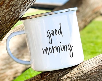 Personalized Enamel Camping Mug, Christmas Gift for Mom, 12oz