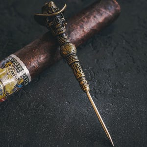 Christmas Gifts Idea For Men, Cigar Draw Enhancer, Cigar Needle, Cigar Nubber, Skull Sheriff With Cigar, Unique Gift For Cigar Lovers, Fun