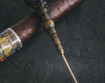 Christmas Gifts Idea For Men, Cigar Draw Enhancer, Cigar Needle, Cigar Nubber, Skull Sheriff With Cigar, Unique Gift For Cigar Lovers, Fun