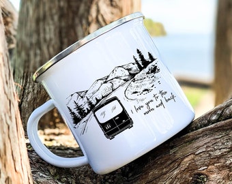 Personalized Camping Mug: "I Love You To The Moon", Enamel Campfire Mug