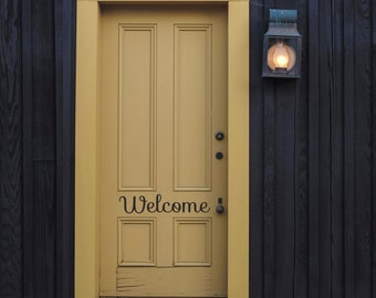 Welcome Door Decal: Script Lettering, Front Door Sticker
