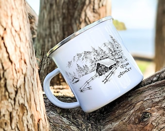 Personalized Enamel Camping Mug, Custom Wedding Gift