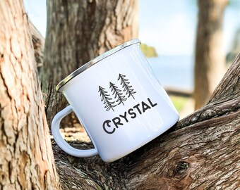 Personalized Campfire Mug, Custom Name, Enamel Coated 12oz