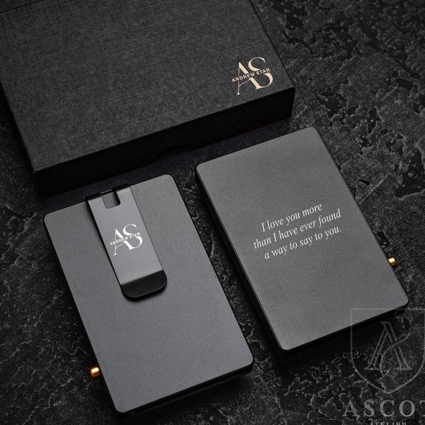 Personalized Aluminum MagSafe Wallet, Slim RFID Card Holder, Custom Engraved Money Clip