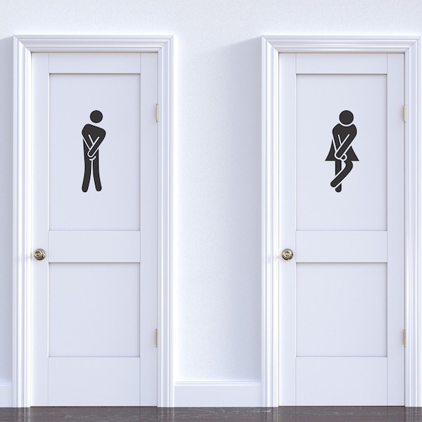 Bathroom WC Sign Decal Sticker Restroom Vinyl Toilet Door Washroom Men women symbols Wc door sign Man and woman