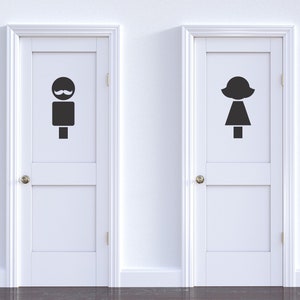 Men & Women Restroom Sign Decals: Bathroom Door Stickers