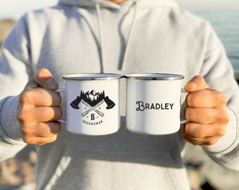Personalized Groomsmen Enamel Mug, Custom Wedding Gift, 12oz