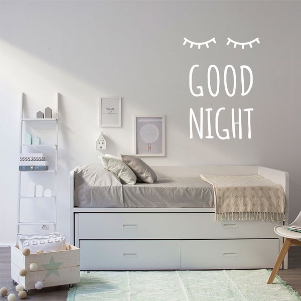 Good night wall decal Nursery wall decal Kids wall stickers Girls nursery decal  Boys nursery decals Babies room decal Baby shower decals