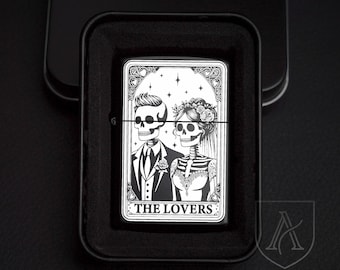 Gothic Skeleton Lovers Lighter, Personalized Groomsmen Gift, Till Death Do Us Part Wedding Lighter, Engraved Skull Lighter, Wedding Gifts