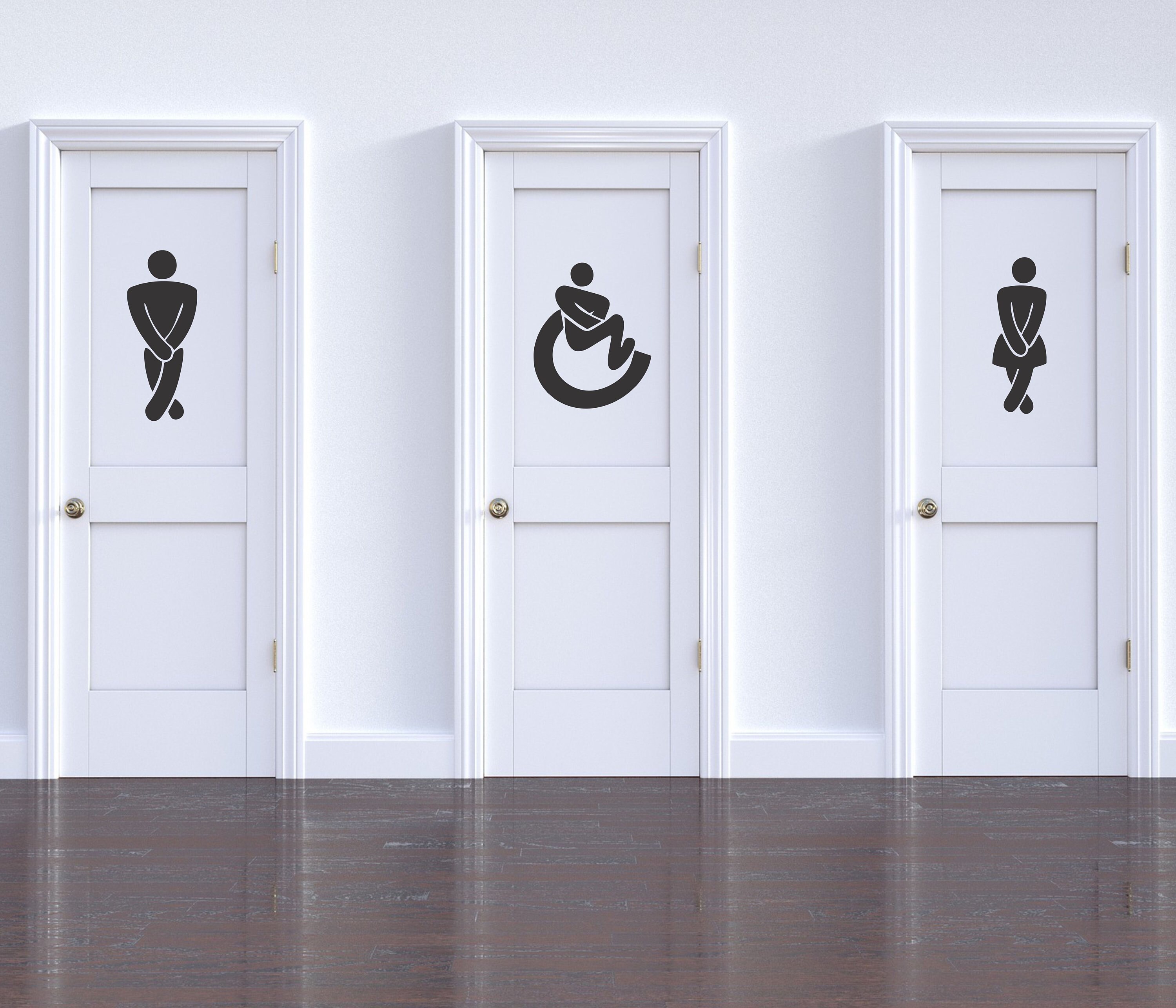 Restroom decal Bathroom sign Restroom stickers Bathroom decals Etsy