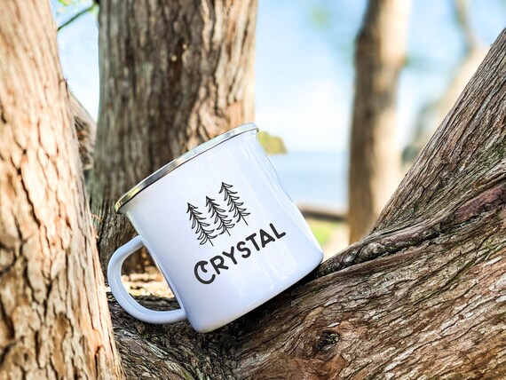 Personalized Campfire Mug, Custom Name, Enamel Coated 12oz