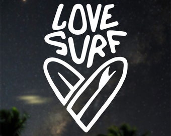 Love surf decal Surfer decal Surf sticker Wave decal Decal for laptop Decal for car Car sticker Ipad sticker Imac sticker Macbook sticker