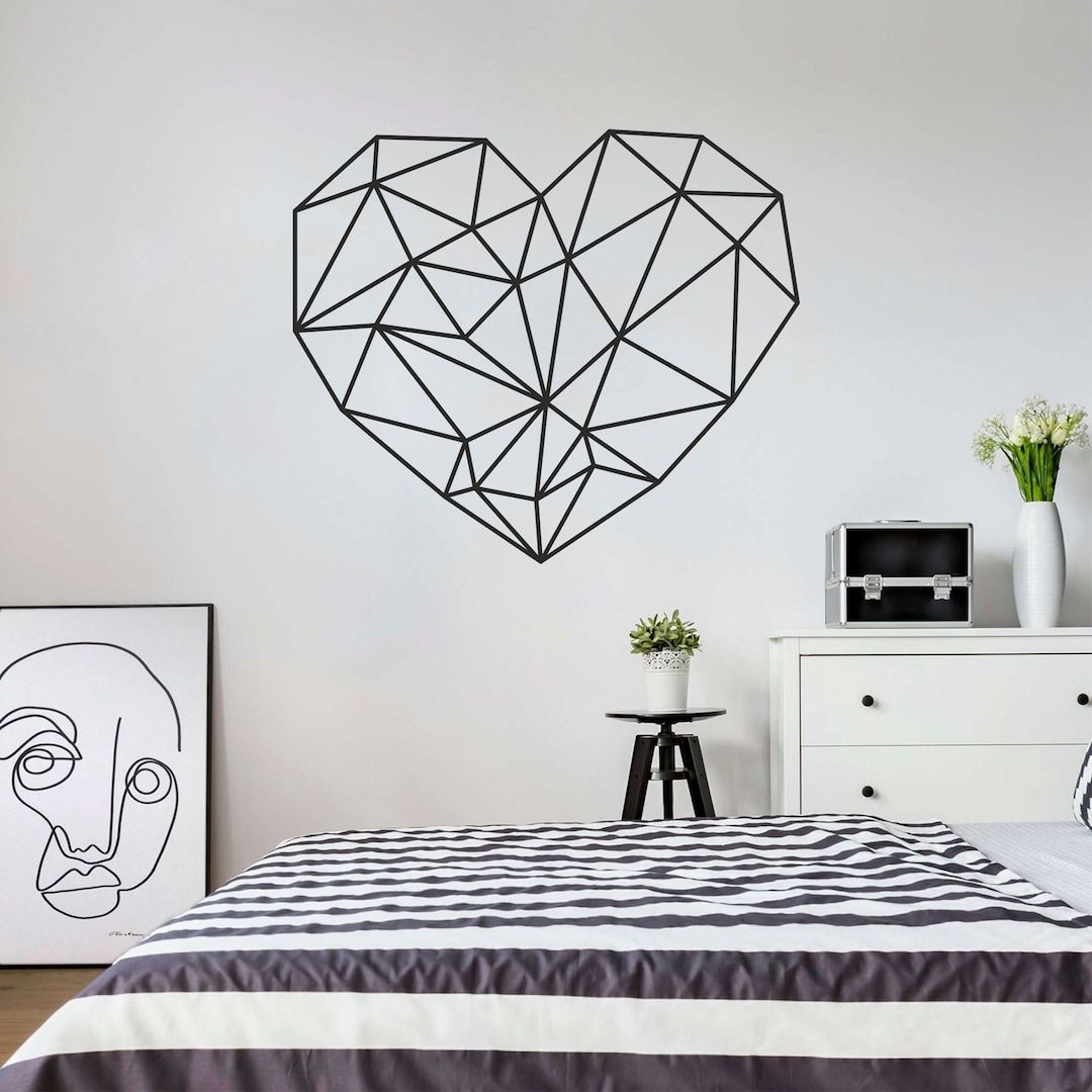 Geometric Heart Wall Decal: Polygon Art Sticker - Etsy