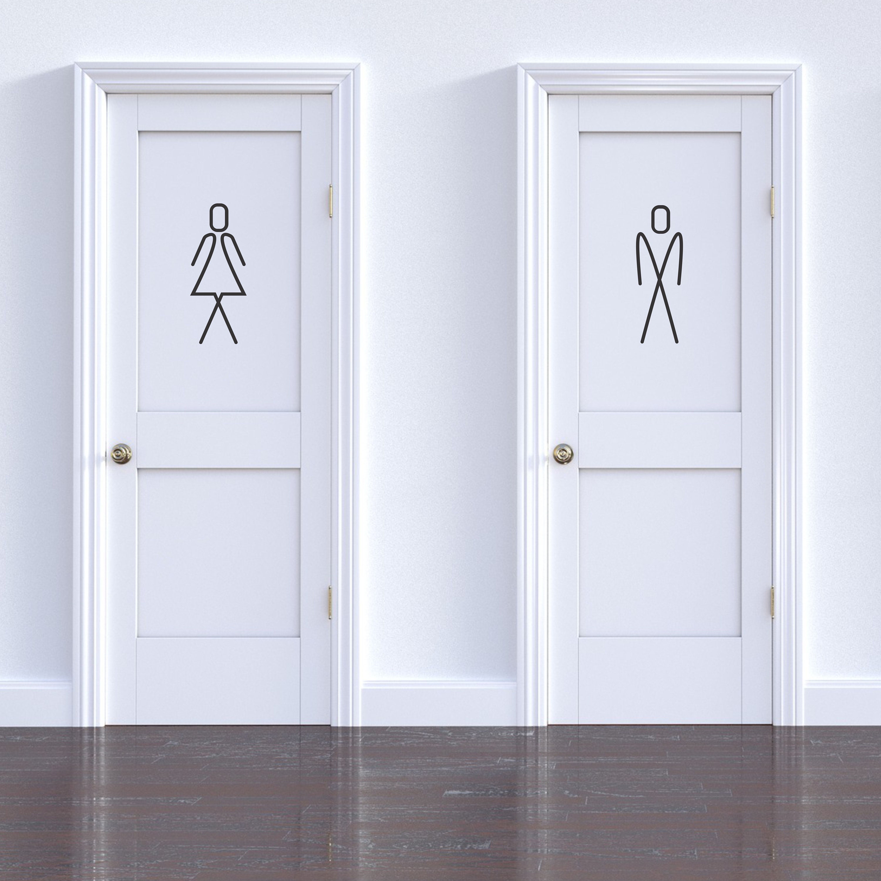 Bathroom WC Sign Decal Sticker Restroom Vinyl Toilet Door Etsy