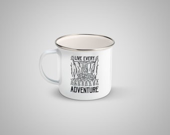 Custom Enamel Camping Mug: Adventure Gift, Personalized Campfire Cup