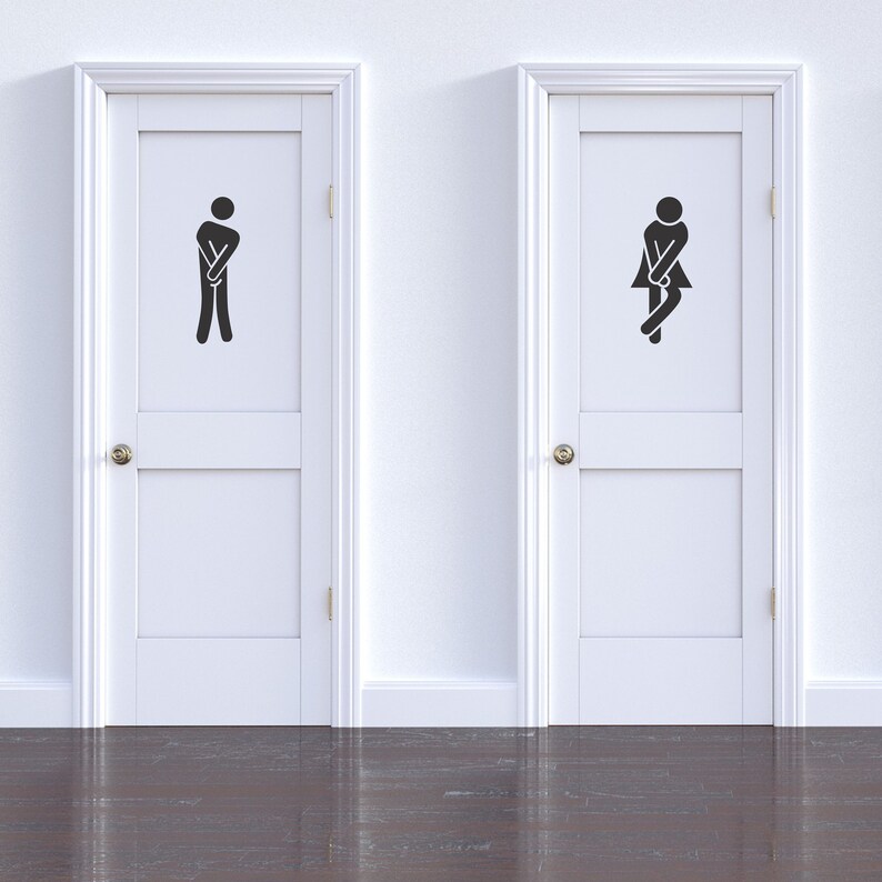 Restroom Sign Door Decal Bathroom Sign Decals Restroom Door Etsy