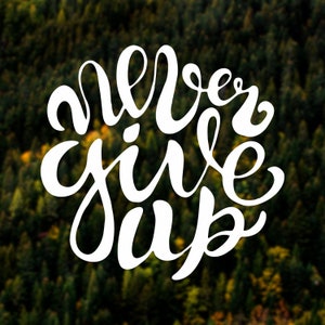 Never Give Up Vinyl Decal: Inspirational Quote Sticker