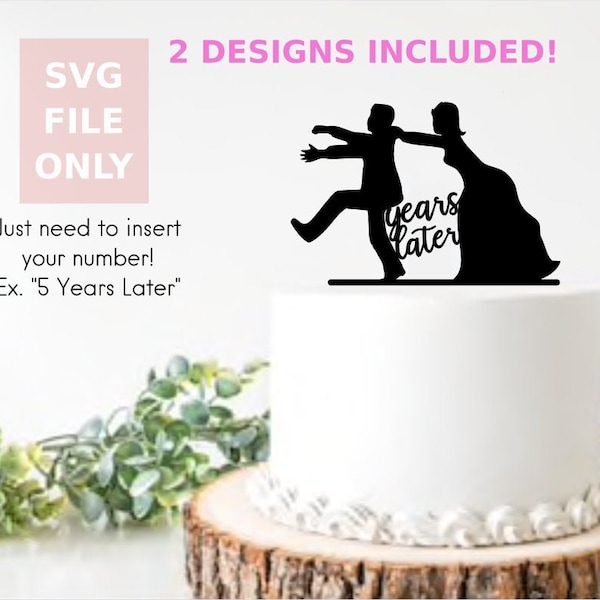 Groom Runs Away From Bride | SVG file ONLY | Cake topper | for Cricut & Silhouette or Laser | Anniversary | Wedding | 5 Years Later Running