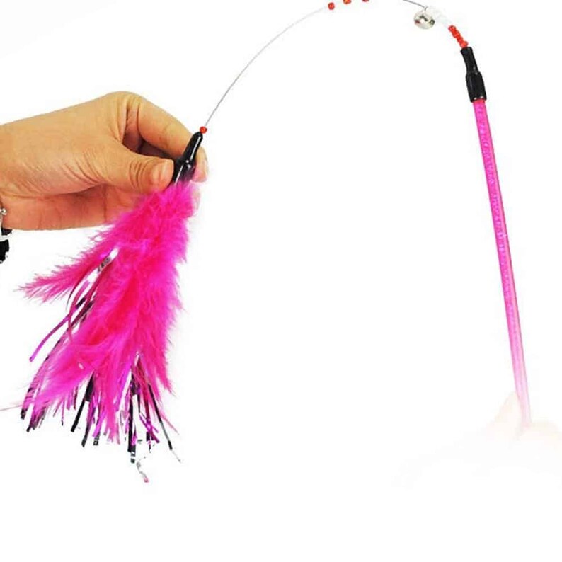 Bells and Feather Teaser Wand Premium Cat Toys Etsy