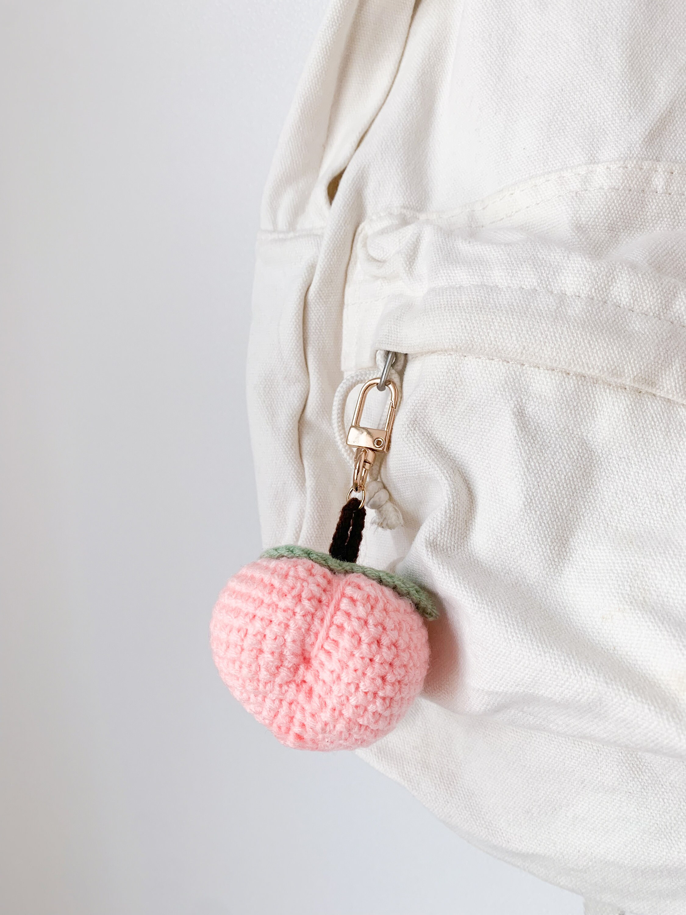 Peach Crochet Keychain Fruit Peach Keyring Peach Amigurumi Etsy