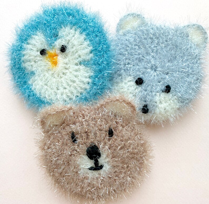A Set of 3 Animal Crochet Dish Scrubbies Etsy