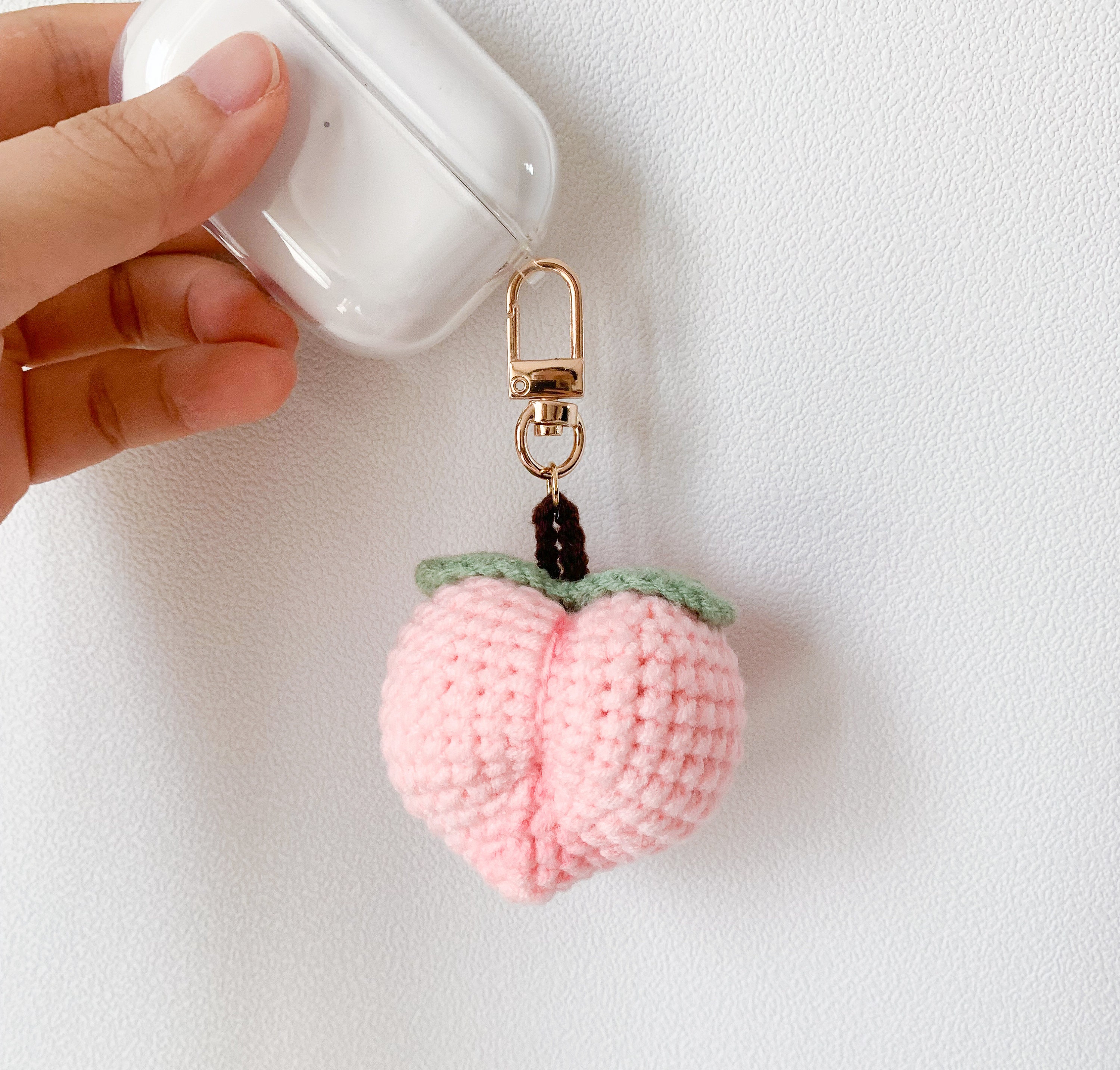 Peach Crochet Keychain Fruit Peach Keyring Peach Amigurumi Etsy