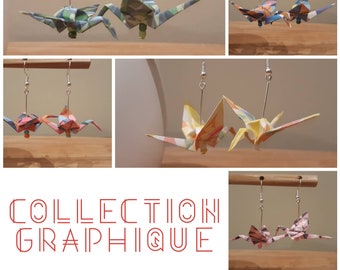 Origami cranes "graphic series" earrings