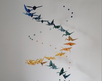 039b-Mobile origami "Double helix of cranes"
