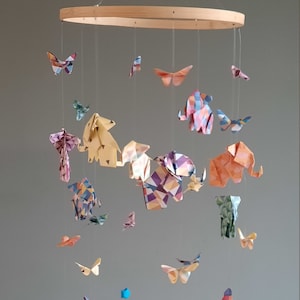 053-Origami baby mobile Elephants, butterflies and stars of Happiness image 6