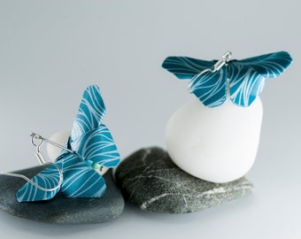 Origami-Schmetterlingsohrringe „Blautöne“