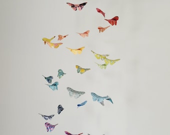 023-Rainbow origami baby mobile of 32 butterflies