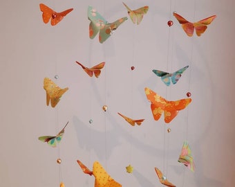 009-Origami baby mobile &quot;Cloud of butterflies and stars&quot;