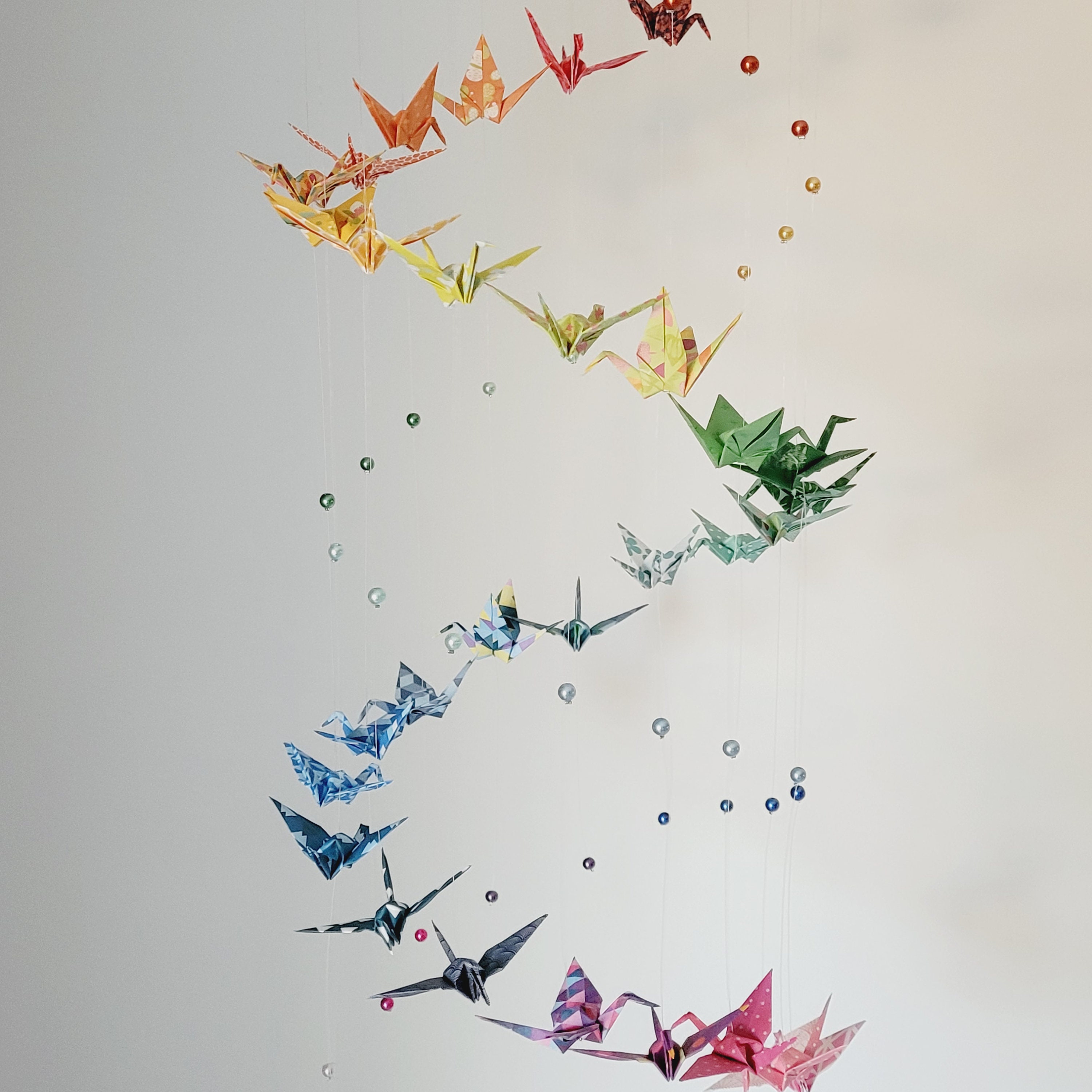 039c-折り紙ベビーモビール「虹鶴の二重螺旋」 - Etsy 日本