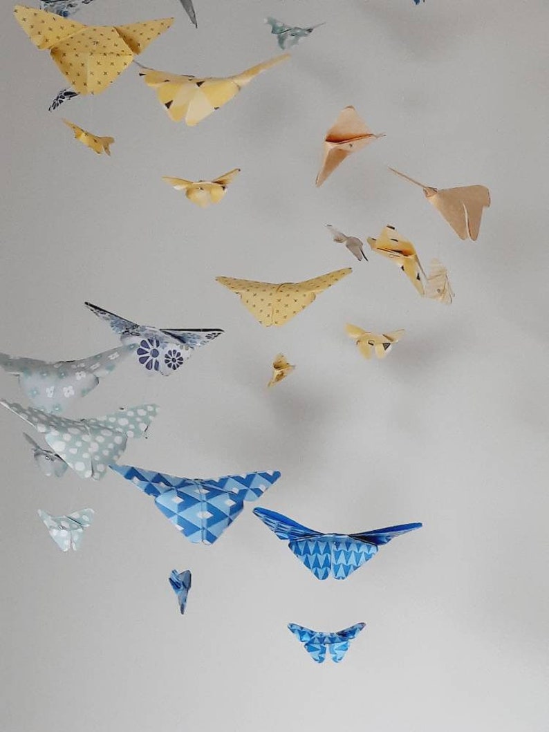 015-Móvil bebé origami doble hélice de mariposas pequeñas y grandes imagen 8