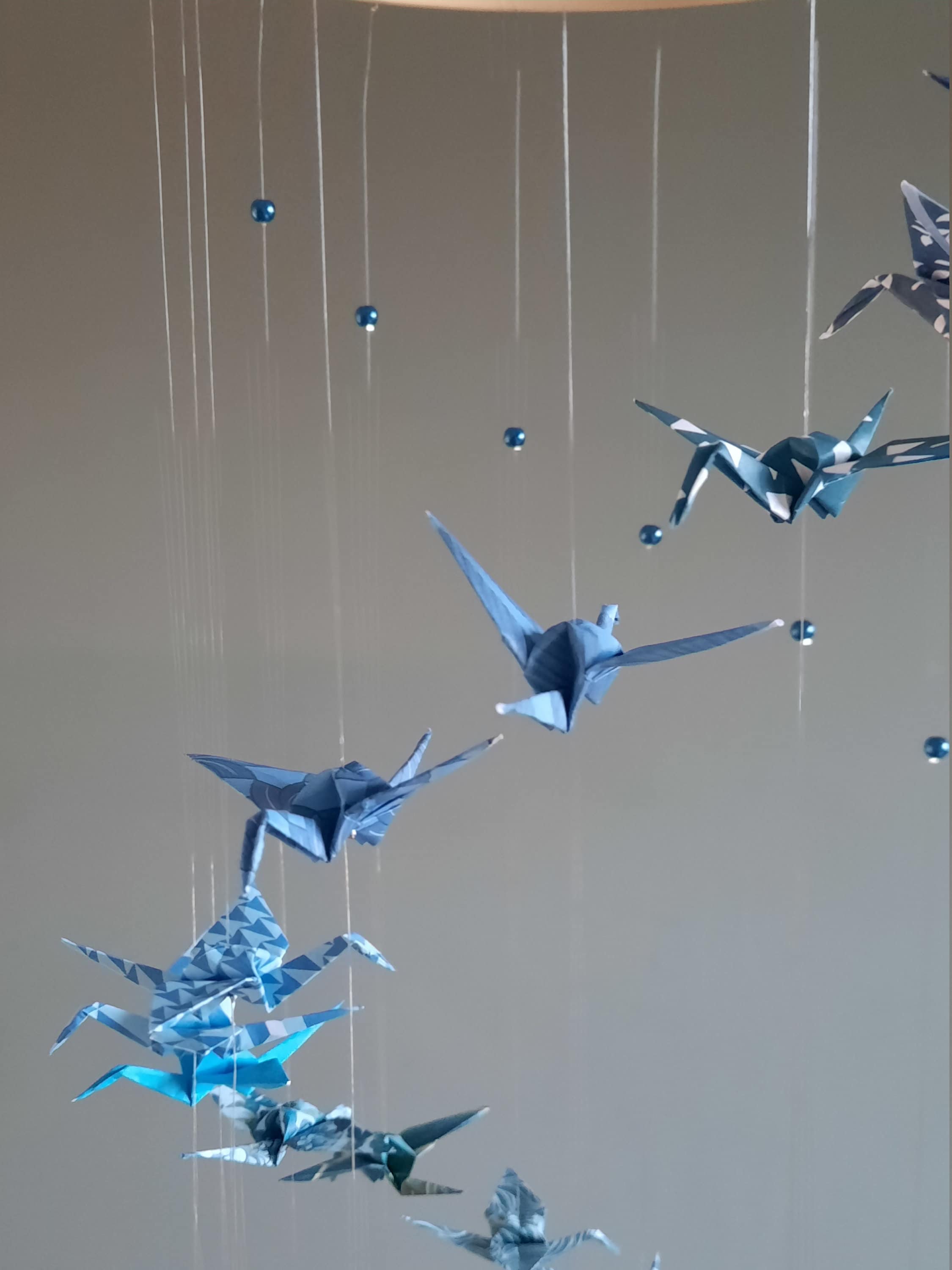 033b-折り紙ベビーモビール「鶴のプロペラ」青のバリエーション - Etsy