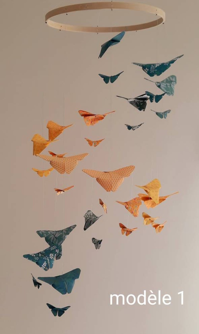 015-Móvil bebé origami doble hélice de mariposas pequeñas y grandes imagen 2