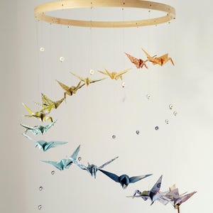 NEW !!! 035b-Mobile bébé origami "Hélice de grues" petite hauteur