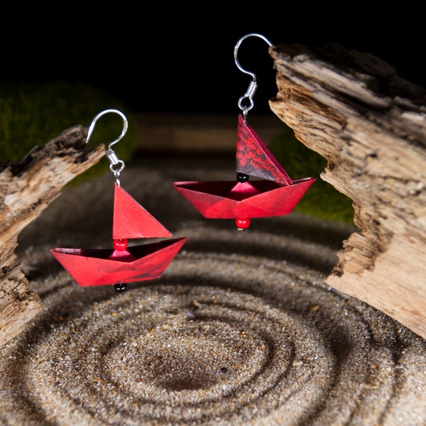 boucles d'oreilles Origami voilier