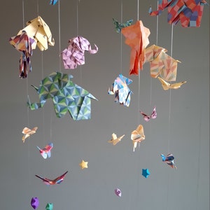 053-Origami baby mobile Elephants, butterflies and stars of Happiness image 9