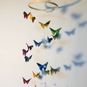 010 - Móbile de Bebê / Pendurado "Hélice de Borboleta Arco-Íris"