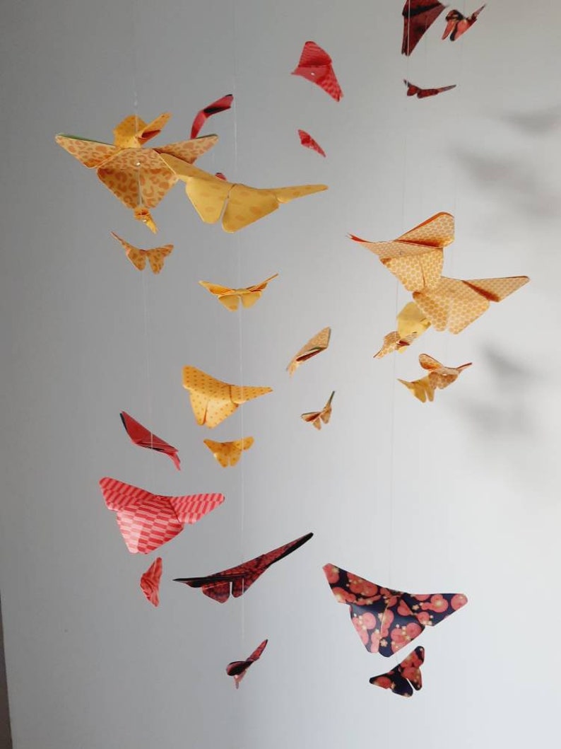 015-Móvil bebé origami doble hélice de mariposas pequeñas y grandes imagen 5
