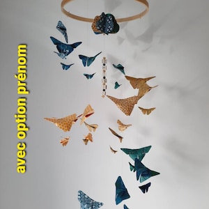 015-Móvil bebé origami doble hélice de mariposas pequeñas y grandes imagen 3