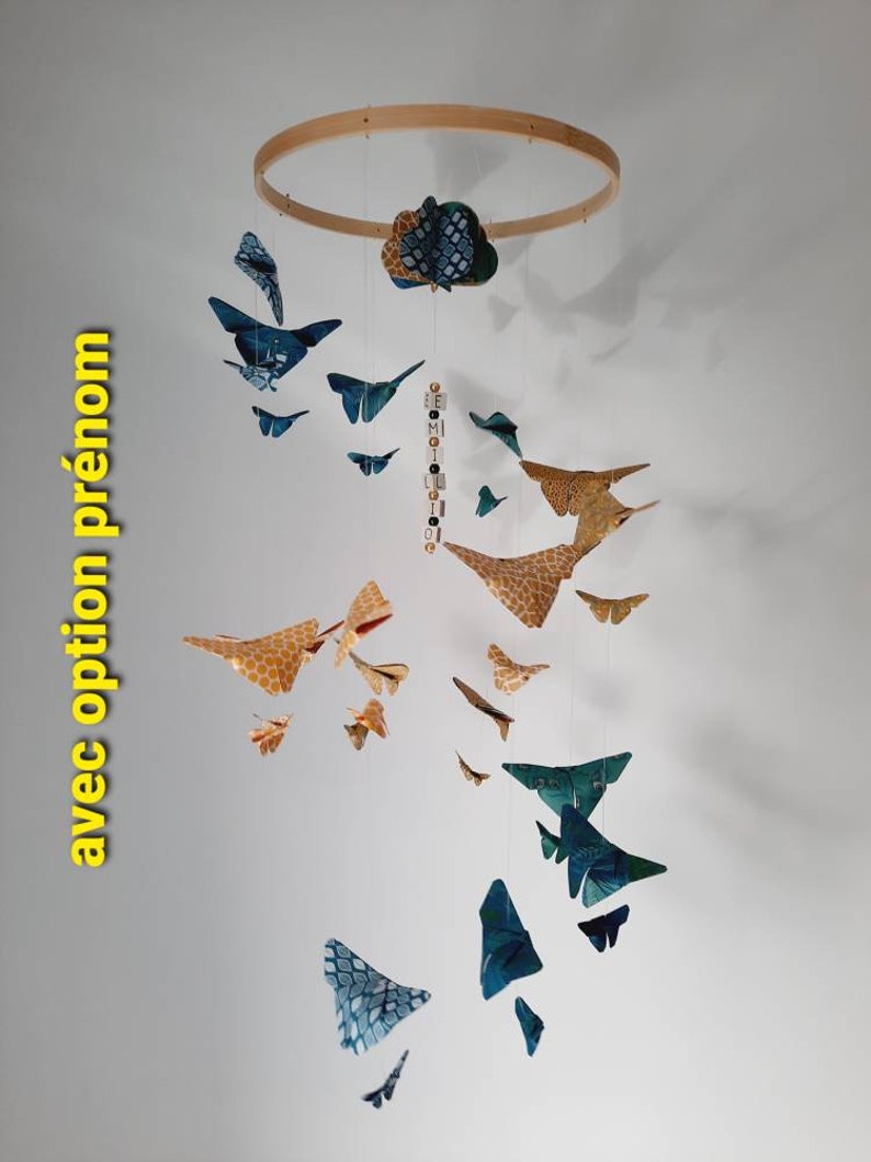 015-Móvil bebé origami doble hélice de mariposas pequeñas y grandes imagen 3