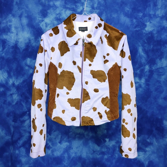 Y2K brown cow print lilac pastel purple jacket gia