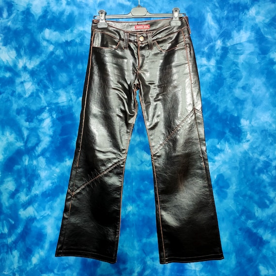 Vintage 90s 00s y2k brown faux leather low rise pa