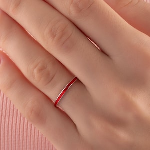 14K massief gouden ring met volledig emaille, dunne stapelbare eeuwigheidsring, op maat gemaakte kleurrijke geëmailleerde ring voor dames, delicate ring voor elke dag